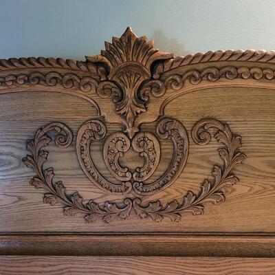 Lot 263: Antique Full Size Wooden Carved Bed
