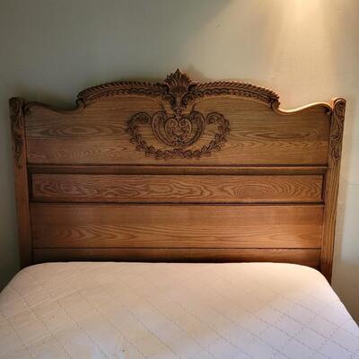 Lot 263: Antique Full Size Wooden Carved Bed