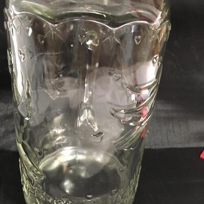 Vintage glass water pitcher with raised Bird/ flowers