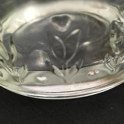 Vintage glass water pitcher with raised Bird/ flowers