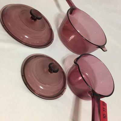 Corning Pyrex Vision Vintage Glass Saucepan Cranberry Purple Cookware
