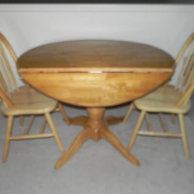 LOT 75   DROPLEAF TABLE & TWO CHAIRS