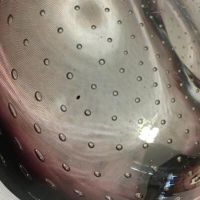 LARGE Amethyst VINTAGE  BLOWN GLASS BOWL  Controlled Bubbles