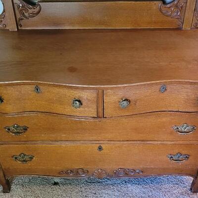 Lot 266: Antique Dresser w/ Mirror 