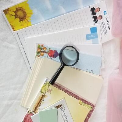 Lot 279: Office Supplies Lot in Pink Plastic Container 