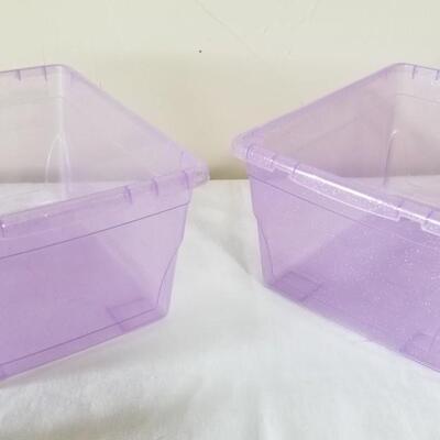 Lot 280: Office Supplies with 2 Purple Plastic Containers