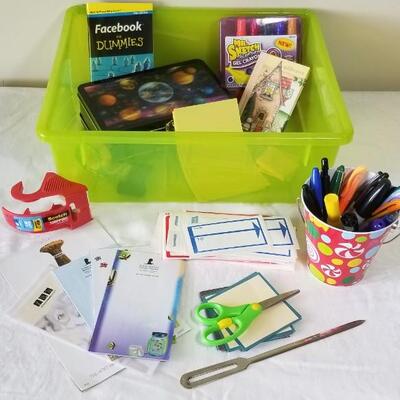 Lot 281: Office Supplies with Neon Green Tote