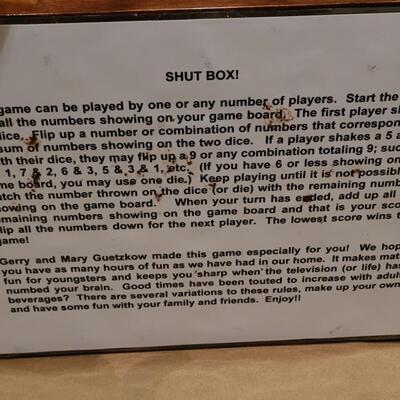 Lot 291: Shut Box Game