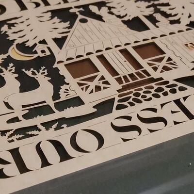 Lot 296: Cindy Jacob's Paper Cutting Cabin Art & Cabin Sign