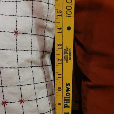 Lot 299: Rust Velvet & Black, White & Rust Pillows 