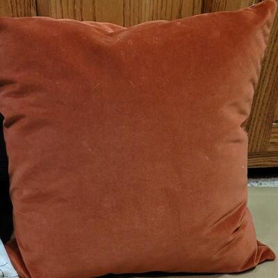 Lot 299: Rust Velvet & Black, White & Rust Pillows 