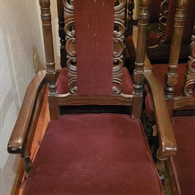 Lot 307: (6) Spanish Revival Dining Chairs (2 Captain Chairs)