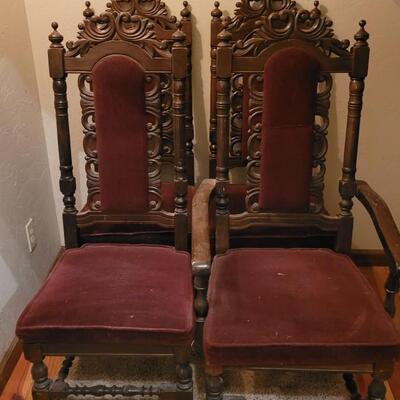 Lot 307: (6) Spanish Revival Dining Chairs (2 Captain Chairs)