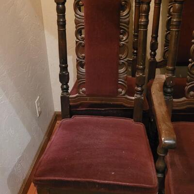 Lot 307: (6) Spanish Revival Dining Chairs (2 Captain Chairs)