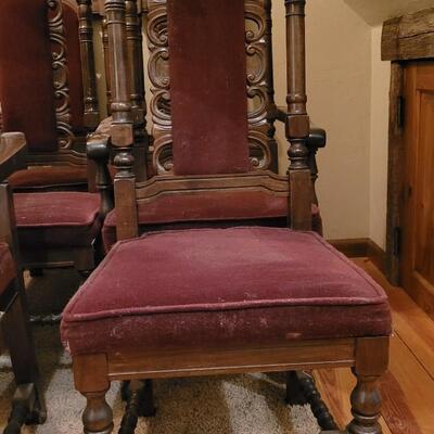 Lot 307: (6) Spanish Revival Dining Chairs (2 Captain Chairs)
