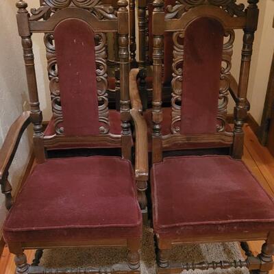 Lot 307: (6) Spanish Revival Dining Chairs (2 Captain Chairs)