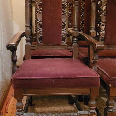 Lot 307: (6) Spanish Revival Dining Chairs (2 Captain Chairs)