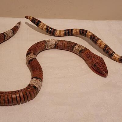 Lot 309: (2) Handpainted Wood Snakes