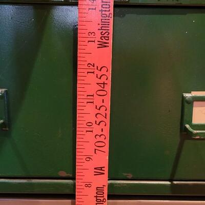 Lot 311: Green and Tan Desk Top File Cabinets