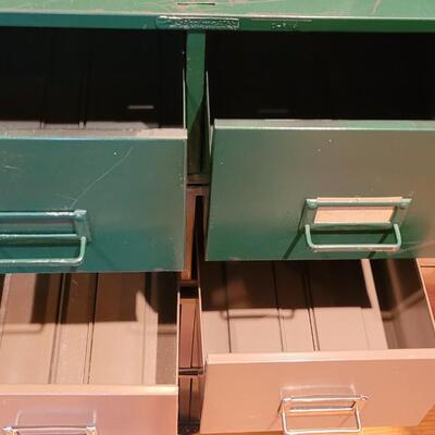 Lot 311: Green and Tan Desk Top File Cabinets