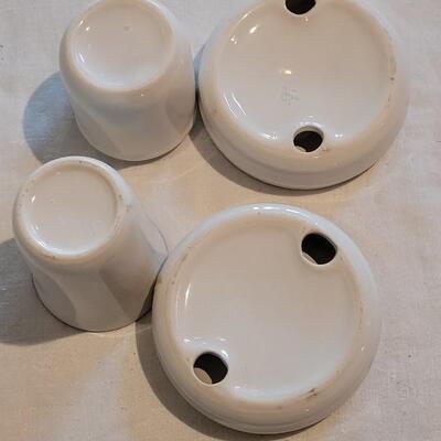 Lot 315: White with Blue Rim Bathroom Accessories Lot