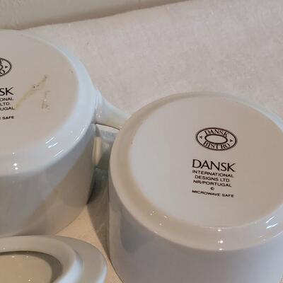 Lot 318: Dansk White with Blue Stripes Creamer & Sugar Bowl