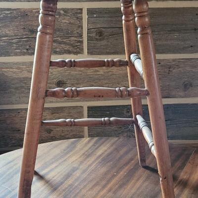 Lot 321: Antique Wood Stool with a Curved Leg 