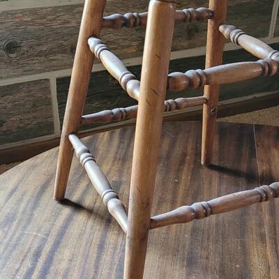 Lot 321: Antique Wood Stool with a Curved Leg 