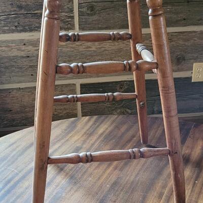 Lot 321: Antique Wood Stool with a Curved Leg 