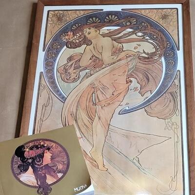 Lot 327: Vintage "Four Arts - Dance" Print by Alphons Mucha and Mucha Book 