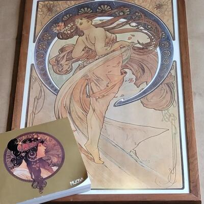 Lot 327: Vintage "Four Arts - Dance" Print by Alphons Mucha and Mucha Book 