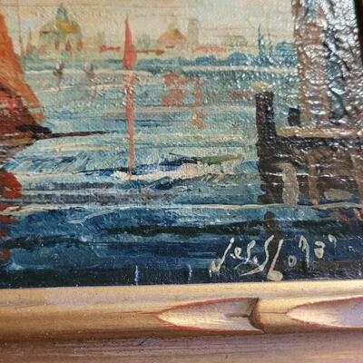 Lot 339: Oil Painting of Boat with Orange Sail by Joseph Sloman (b. 1883)
