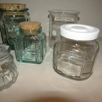 LOT 5  GLASS BOTTLES, JARS AND CONTAINERS