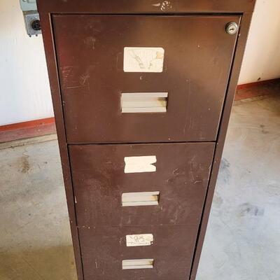 Lot 345: Brown Metal File Cabinet 52 x 15 x 18