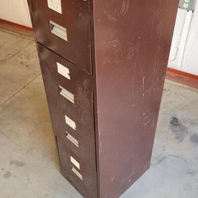 Lot 345: Brown Metal File Cabinet 52 x 15 x 18