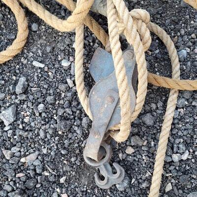 Lot 349: Rope w/ Vintage Hardware Pulleys