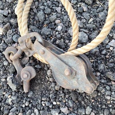 Lot 349: Rope w/ Vintage Hardware Pulleys