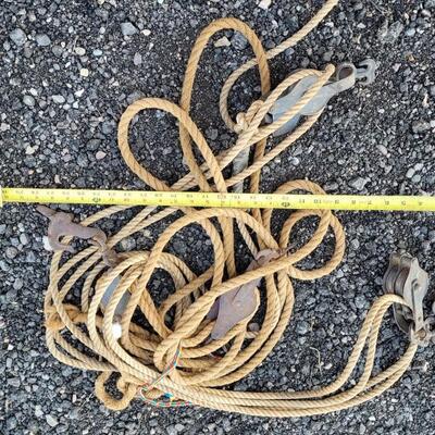 Lot 349: Rope w/ Vintage Hardware Pulleys