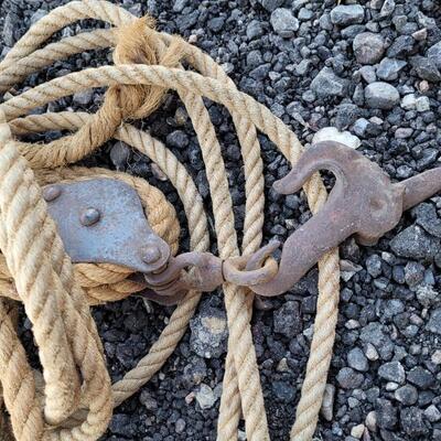 Lot 349: Rope w/ Vintage Hardware Pulleys
