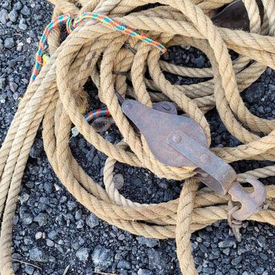 Lot 349: Rope w/ Vintage Hardware Pulleys