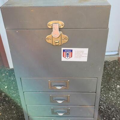 Lot 352: Vintage Metal File Cabinet 12.5 x 10 x 31