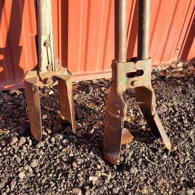 Lot 357: (2) Vintage Post Hole Diggers 