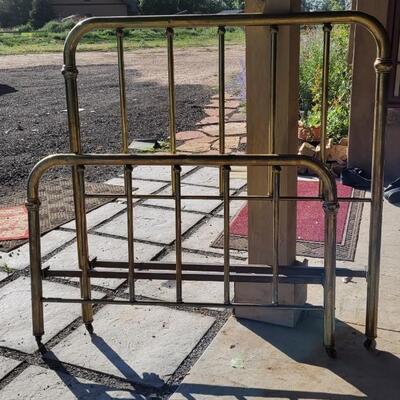 Lot 377: Antique Solid Brass Bed with Rails