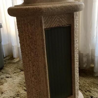 80â€™s style plaster table  lamp with glass panel accent