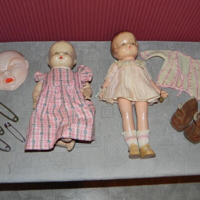 LOT 155 ANTIQUE  DOLLS & CHALK WARE