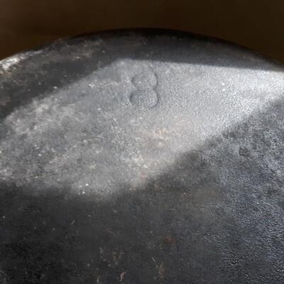 Lot 3 - Cast Iron Pan with Lid - Stamped with a number 8.