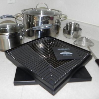 LOT 163 STAINLESS STEEL POTS 