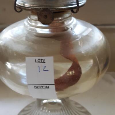 Lot 12 - Clear glass Oil Lamp