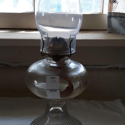 Lot 12 - Clear glass Oil Lamp