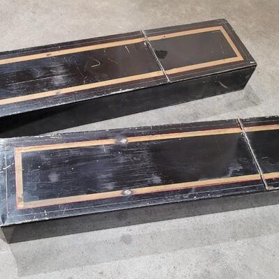 Lot 380: (2) Matching Vintage Metal Safety Deposit Boxes w/ Handles and Lids 5" x 22" x 3"